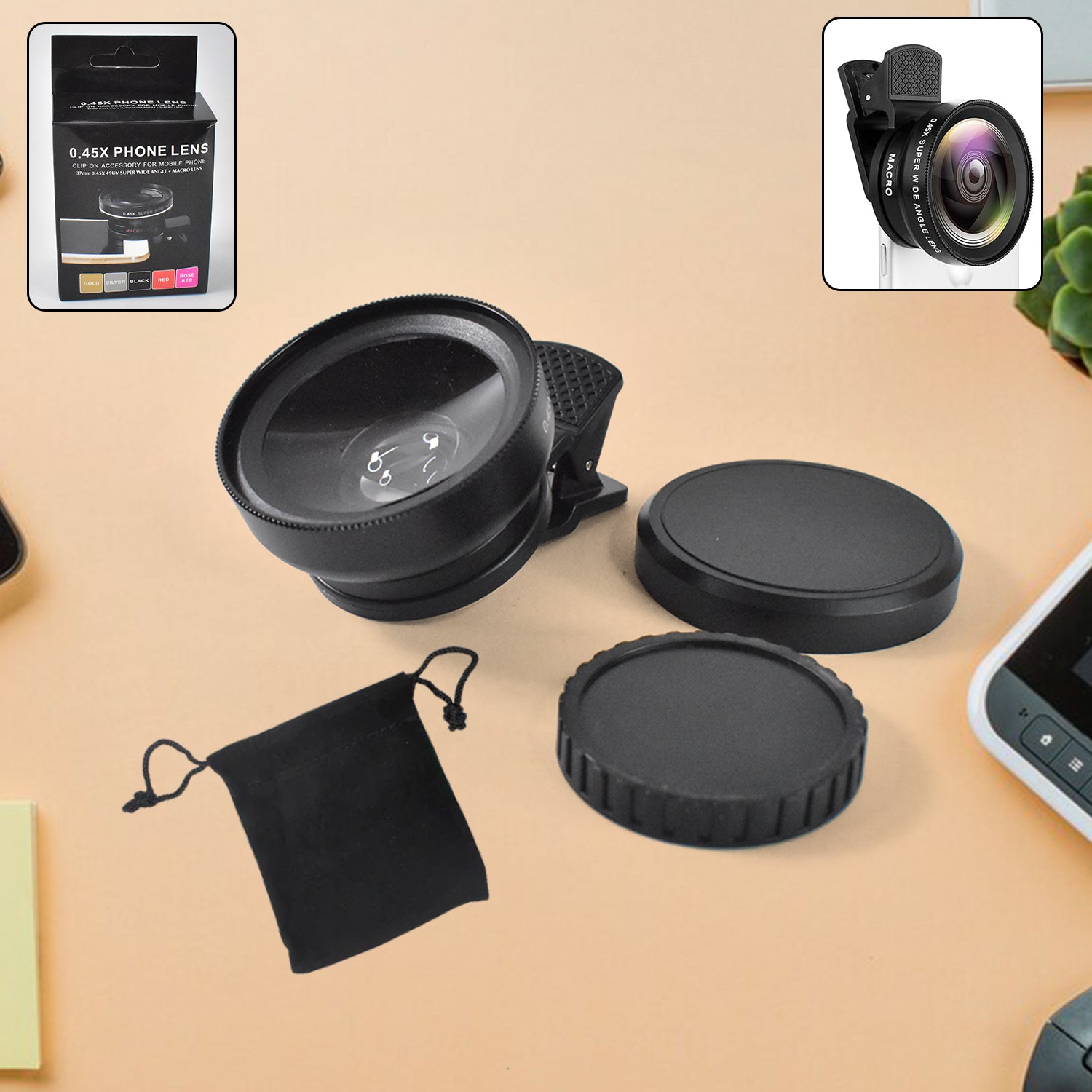 0 45X Camera Lens External Phone Lens Phone Camera Lens With Color Box 1 Pc